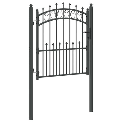 Fence Gate with Spikes Grey 125 x 100 cm Powder-coated steel
