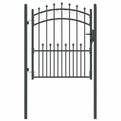 Fence Gate with Spikes Grey 125 x 100 cm Powder-coated steel