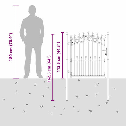 Fence Gate with Spikes Grey 125 x 100 cm Powder-coated steel