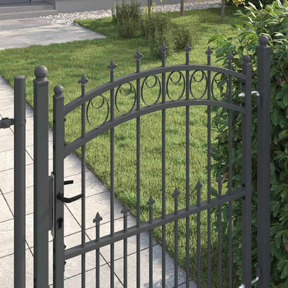 Fence Gate with Spikes Grey 150 x 100 cm Powder-coated steel