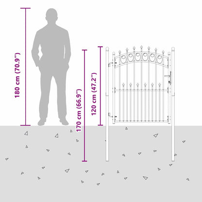 Fence Gate with Spikes Grey 150 x 100 cm Powder-coated steel