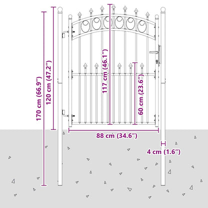 Fence Gate with Spikes Grey 150 x 100 cm Powder-coated steel