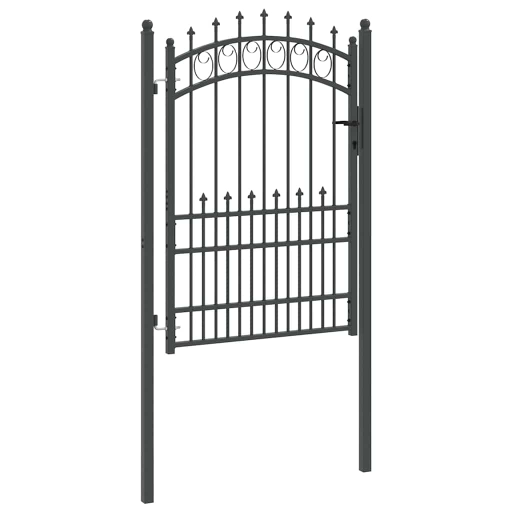 Fence Gate with Spikes Grey 170 x 100 cm Powder-coated steel