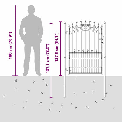 Fence Gate with Spikes Grey 170 x 100 cm Powder-coated steel