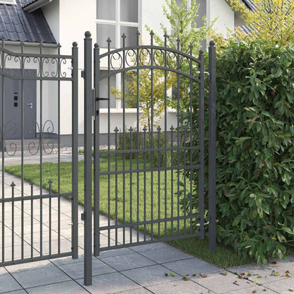 Fence Gate with Spikes Grey 200 x 100 cm Powder-coated steel