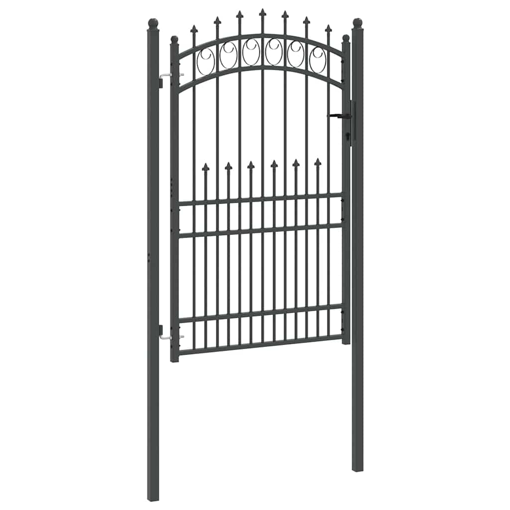 Fence Gate with Spikes Grey 200 x 100 cm Powder-coated steel