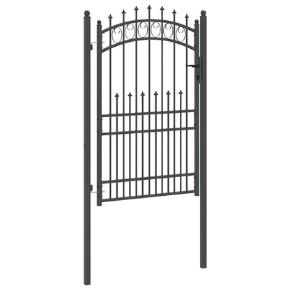 Fence Gate with Spikes Grey 200 x 100 cm Powder-coated steel