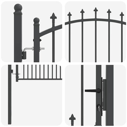 Fence Gate with Spikes Grey 100 x 100 cm Powder-coated steel