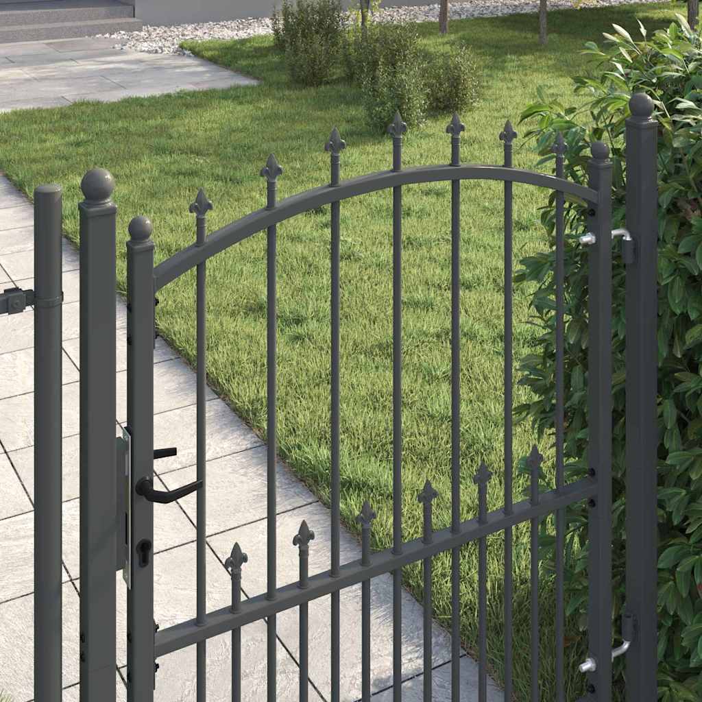 Fence Gate with Spikes Grey 125 x 100 cm Powder-coated steel
