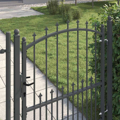 Fence Gate with Spikes Grey 125 x 100 cm Powder-coated steel