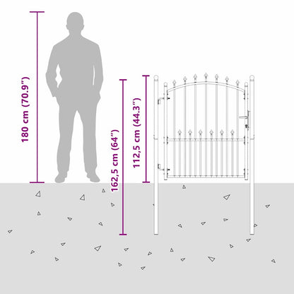 Fence Gate with Spikes Grey 125 x 100 cm Powder-coated steel