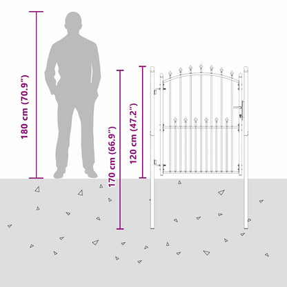 Fence Gate with Spikes Grey 150 x 100 cm Powder-coated steel
