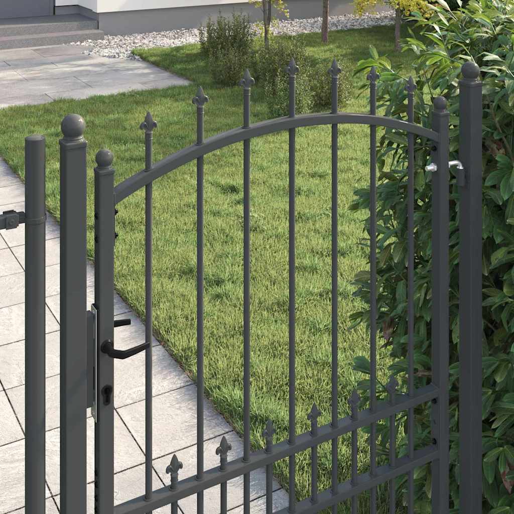 Fence Gate with Spikes Grey 170 x 100 cm Powder-coated steel
