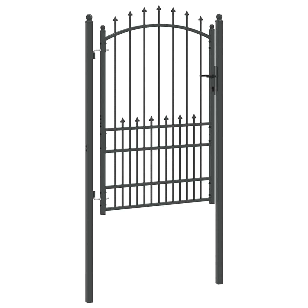 Fence Gate with Spikes Grey 170 x 100 cm Powder-coated steel