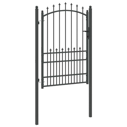 Fence Gate with Spikes Grey 170 x 100 cm Powder-coated steel