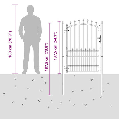 Fence Gate with Spikes Grey 170 x 100 cm Powder-coated steel