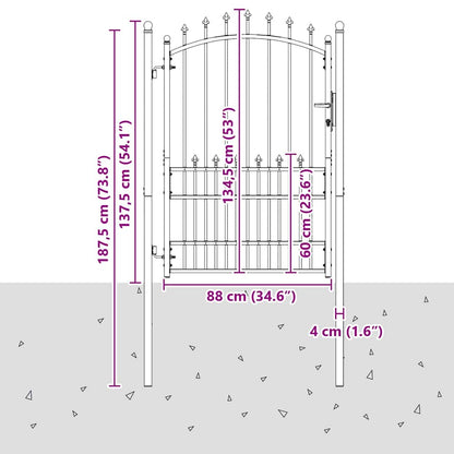 Fence Gate with Spikes Grey 170 x 100 cm Powder-coated steel