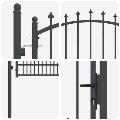 Fence Gate with Spikes Grey 200 x 100 cm Powder-coated steel