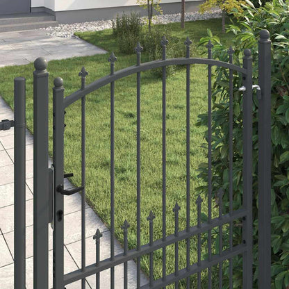 Fence Gate with Spikes Grey 200 x 100 cm Powder-coated steel