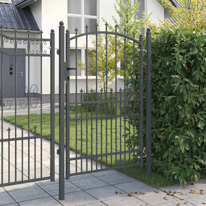 Fence Gate with Spikes Grey 200 x 100 cm Powder-coated steel