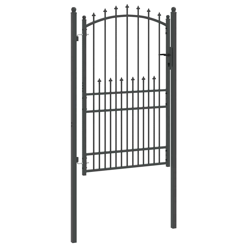 Fence Gate with Spikes Grey 200 x 100 cm Powder-coated steel
