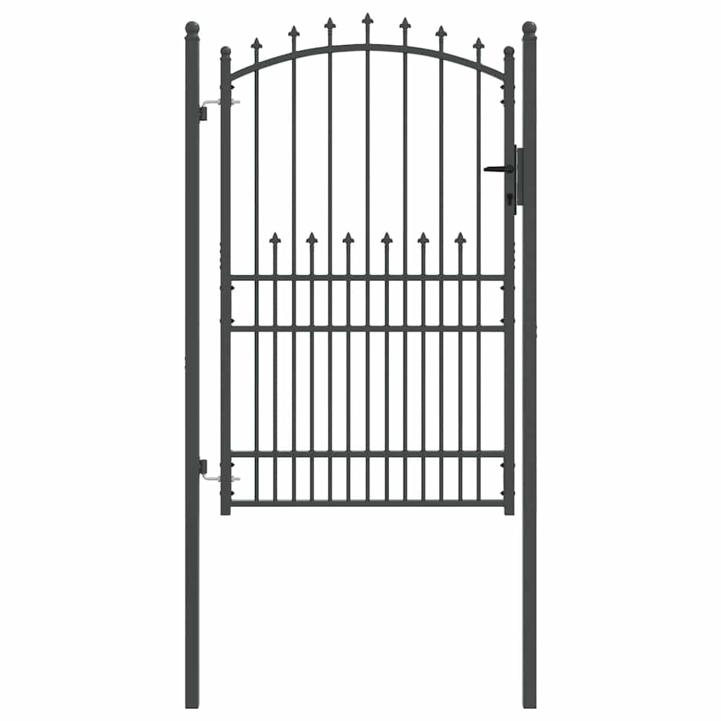 Fence Gate with Spikes Grey 200 x 100 cm Powder-coated steel