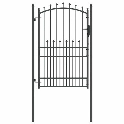 Fence Gate with Spikes Grey 200 x 100 cm Powder-coated steel