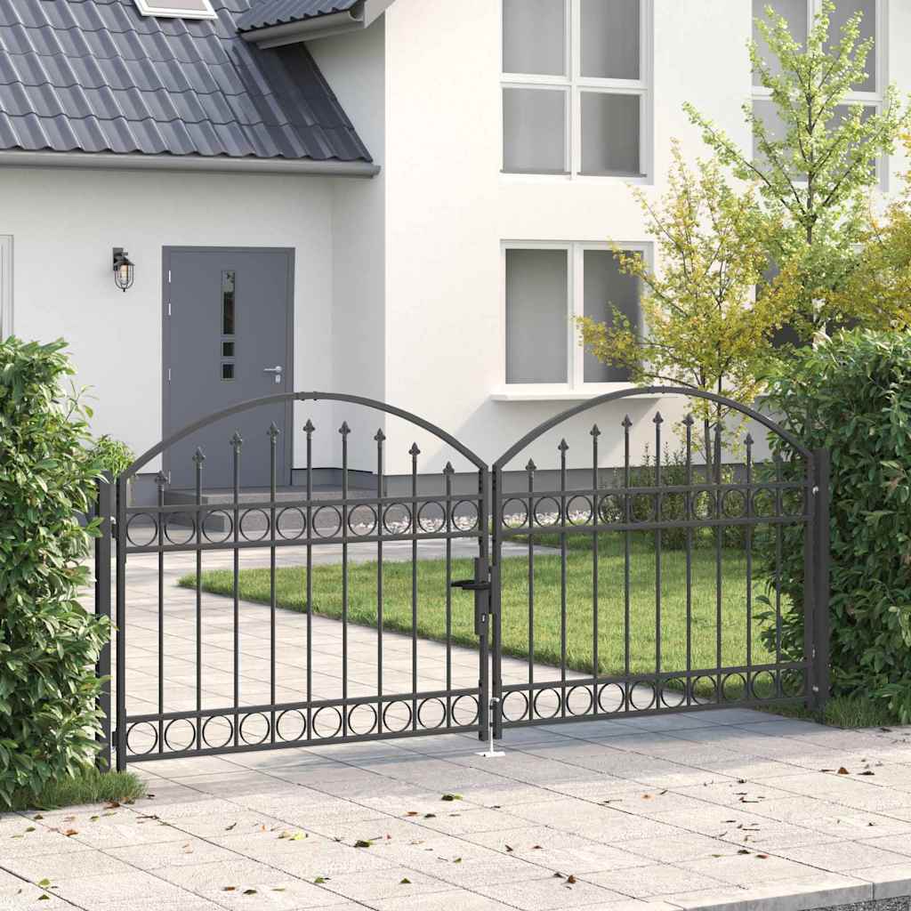 Fence gate with Lock Grey 300 x 125 cm Steel