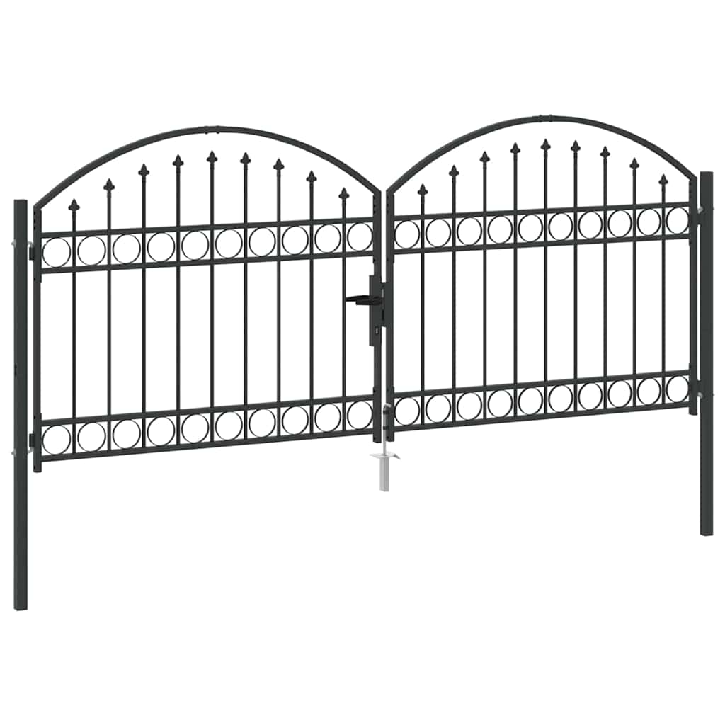 Fence gate with Lock Grey 300 x 125 cm Steel