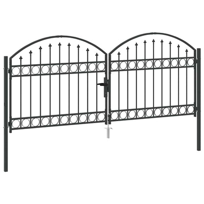 Fence gate with Lock Grey 300 x 125 cm Steel