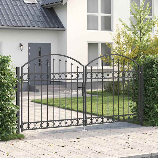 Fence gate with Lock Grey 300 x 150 cm Steel