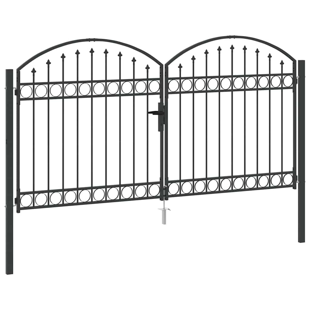 Fence gate with Lock Grey 300 x 150 cm Steel
