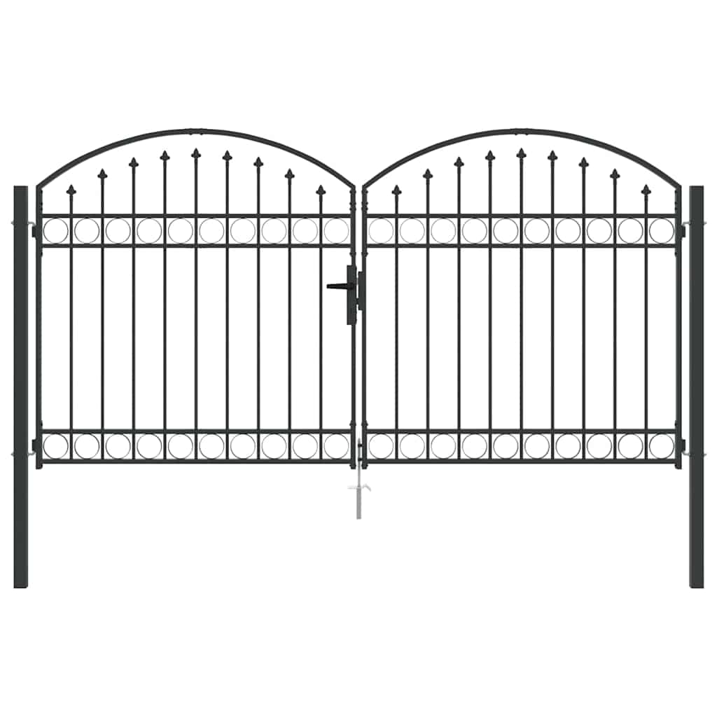 Fence gate with Lock Grey 300 x 150 cm Steel