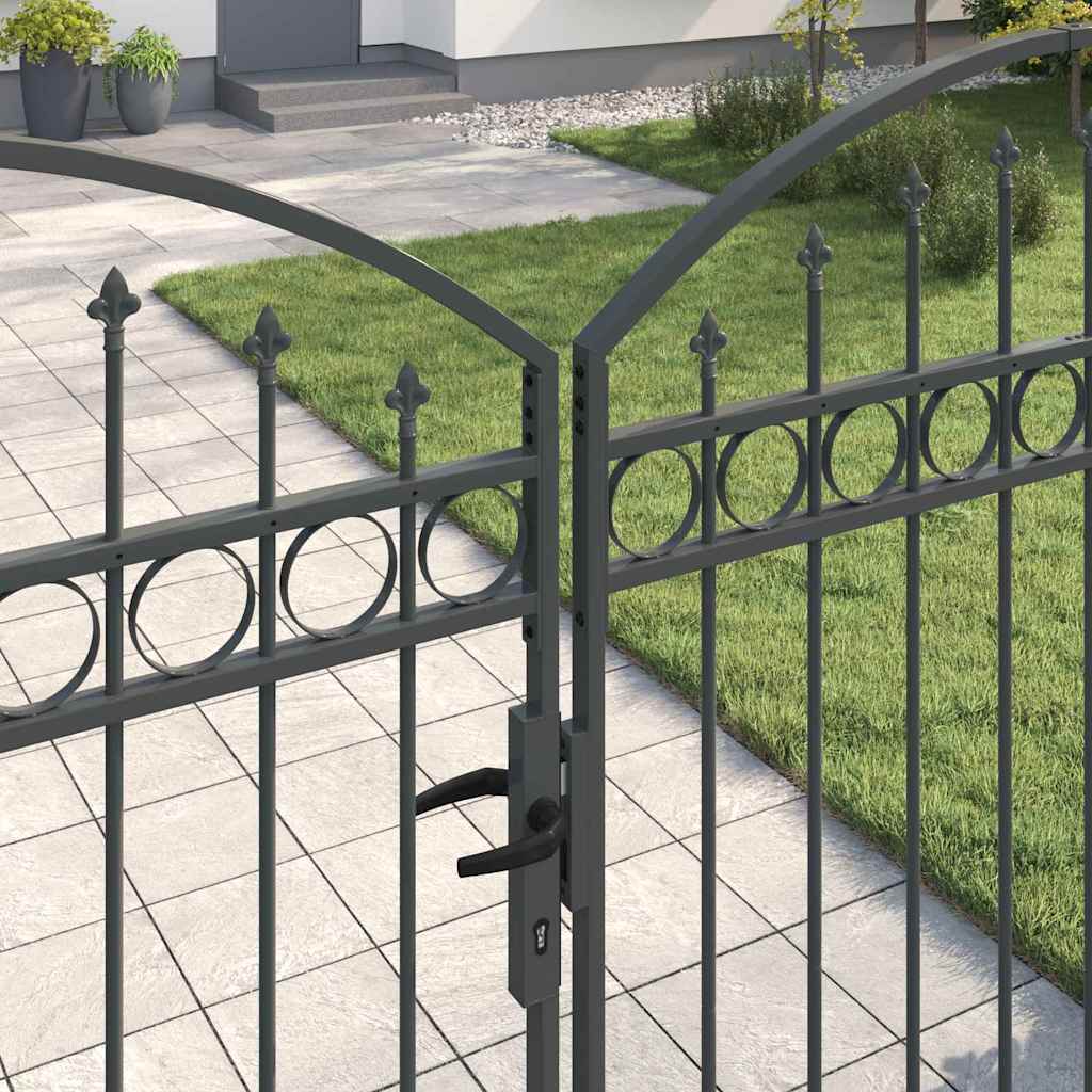 Fence gate with Lock Grey 300 x 175 cm Steel