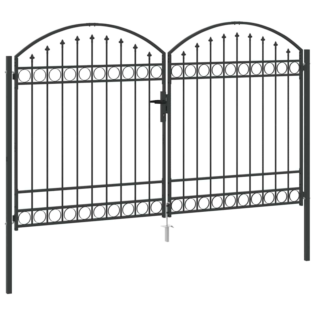 Fence gate with Lock Grey 300 x 175 cm Steel