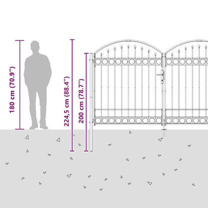 Fence gate with Lock Grey 300 x 175 cm Steel