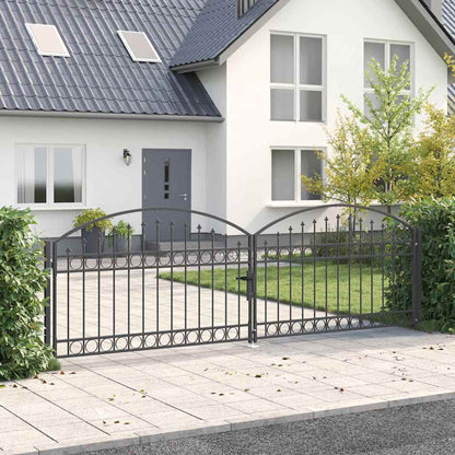 Fence gate with Lock Grey 400 x 125 cm Steel