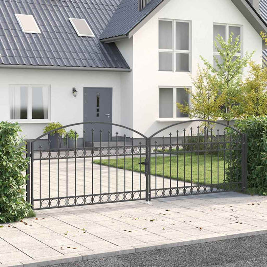 Fence gate with Lock Grey 400 x 125 cm Steel