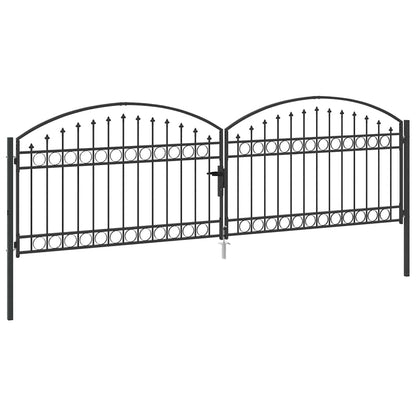 Fence gate with Lock Grey 400 x 125 cm Steel