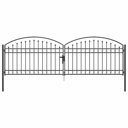 Fence gate with Lock Grey 400 x 125 cm Steel