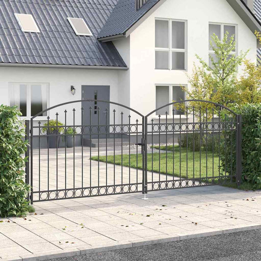Fence gate with Lock Grey 400 x 150 cm Steel