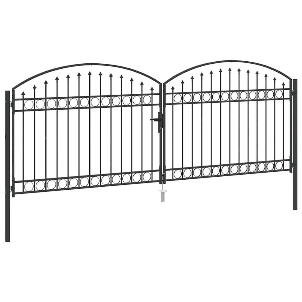 Fence gate with Lock Grey 400 x 150 cm Steel