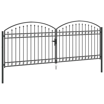 Fence gate with Lock Grey 400 x 150 cm Steel