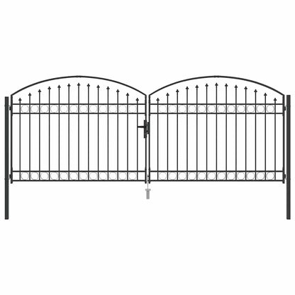 Fence gate with Lock Grey 400 x 150 cm Steel