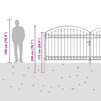 Fence gate with Lock Grey 400 x 150 cm Steel