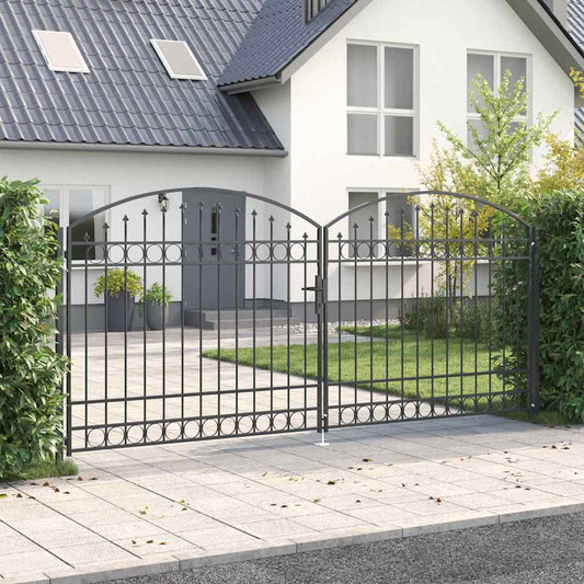 Fence gate with Lock Grey 400 x 175 cm Steel