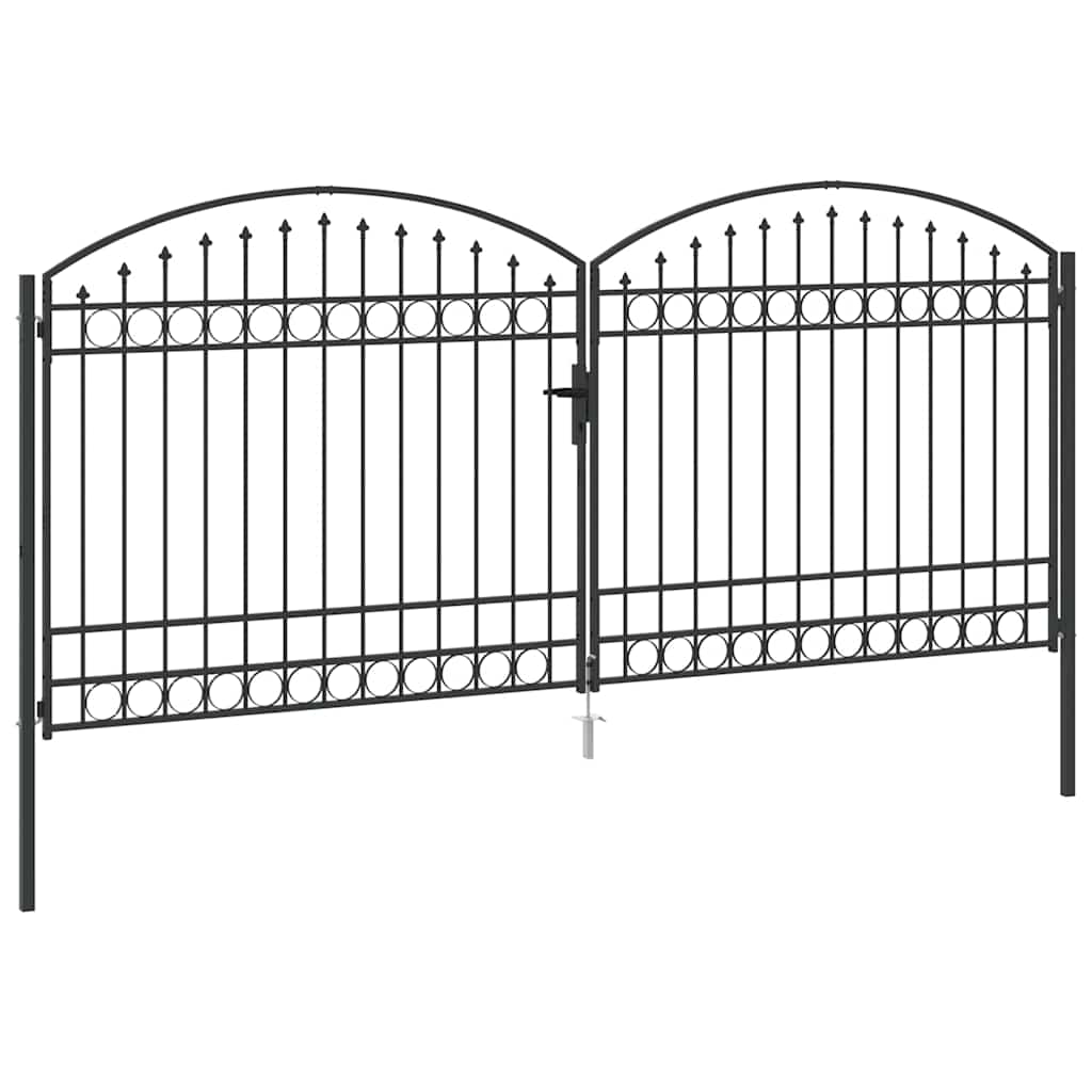 Fence gate with Lock Grey 400 x 175 cm Steel