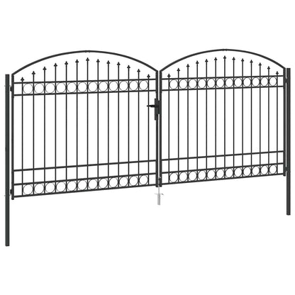 Fence gate with Lock Grey 400 x 175 cm Steel