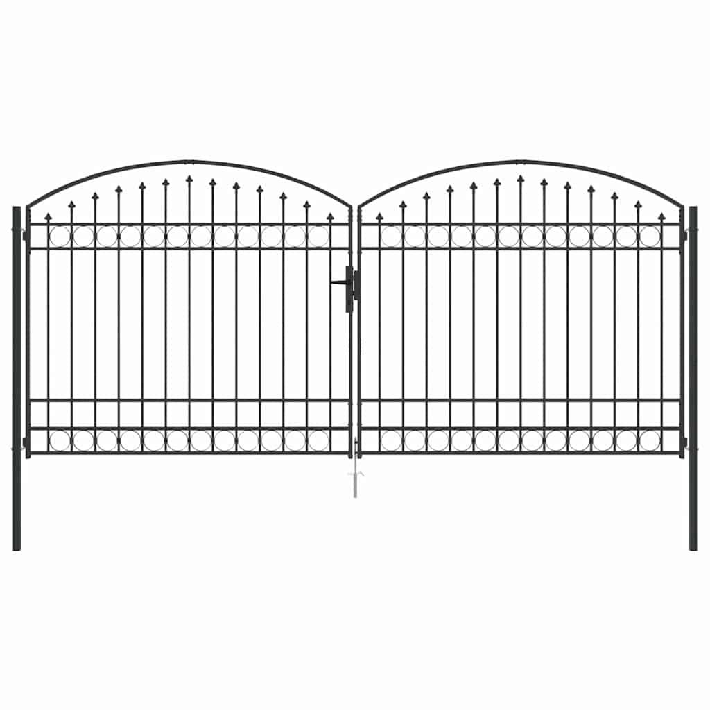 Fence gate with Lock Grey 400 x 175 cm Steel