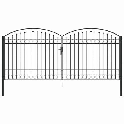 Fence gate with Lock Grey 400 x 175 cm Steel